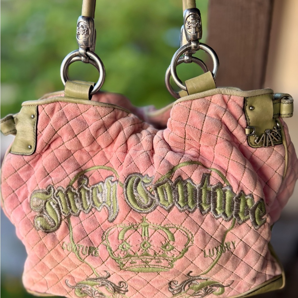 Juicy Couture Pink and Green Quilted Shoulder Bag